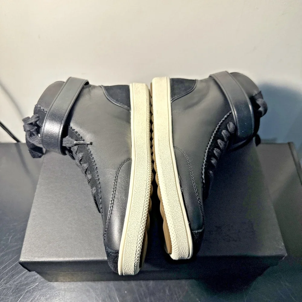 Coach Women Size 7.5M Sheep Nappa Suede‎ High Top Sneakers Shoes Black C213
